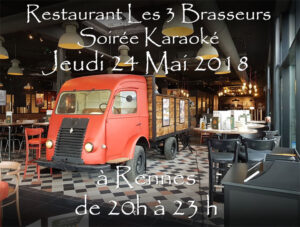 Lire la suite à propos de l’article Soirée Karaoké  Jeudi 24 Mai 2018 à Rennes au restaurant Les Trois Brasseurs (316 rue de Saint Malo)