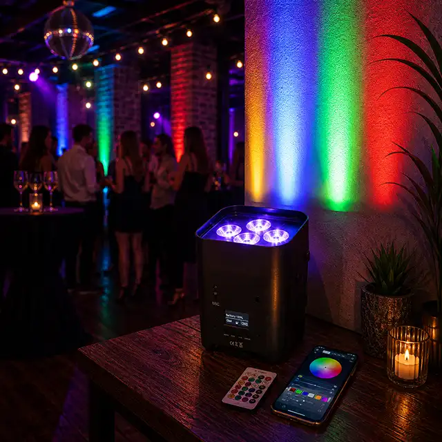 location projecteur led eclairage salle sur batterie rbg