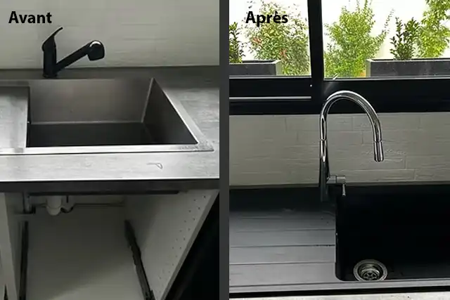 Remplacement d’un évier et robinet de cuisine à Rouen