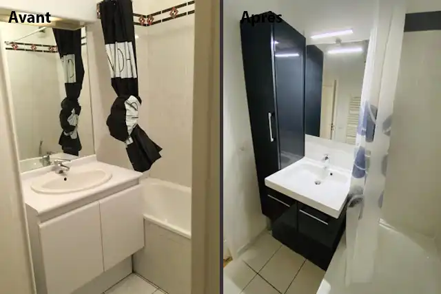 Remplacement de meuble de salle de bain et vasque à Saint-Léger-du-Bourg-Denis